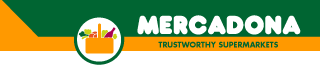 Mercadona logo. Your Trusted Supermarket.